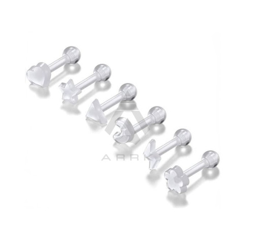 6pcs clear ptfe bioflex labret - 6pcs,