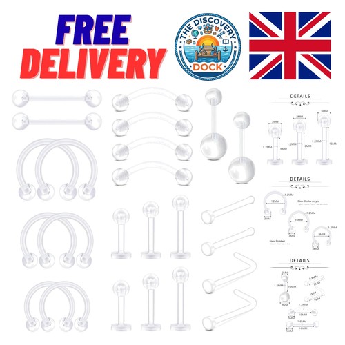 24pcs clear flexible piercing - clear,