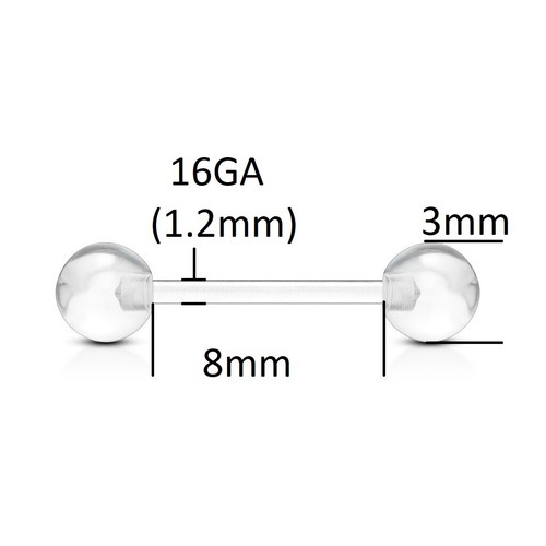 Tiny 16ga 8mm clear bio - 16ga,
