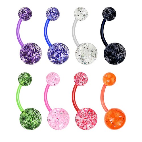 Belly bar bio flex - , glitter