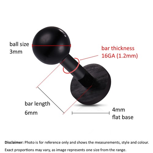 16ga 6mm black bio - flex, labret