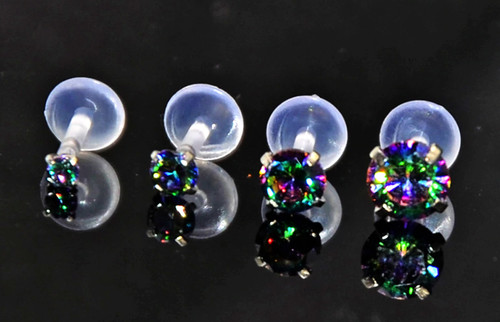 Black rainbow crystal labret - black,