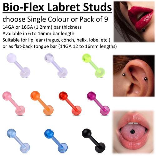 Bioflex labret bars 14ga - labret,